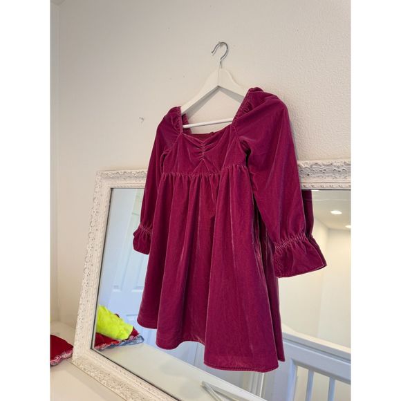 Janie and Jack Burgundy Purple Velvet Sweetheart Dress Girl’s Size 7 - Picture 5 of 6